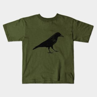 Minimalist Black and White Crow Kids T-Shirt